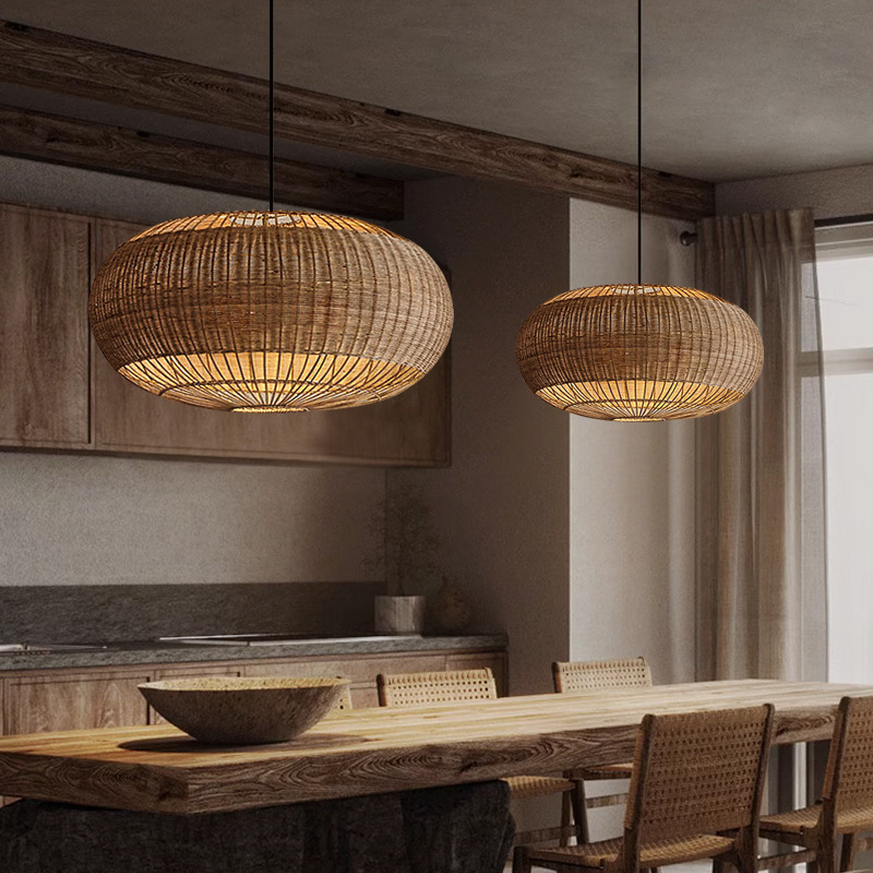 Rattan chandelier retro Japanese style wabi-sabi style bamboo pendant light-labpiecesign