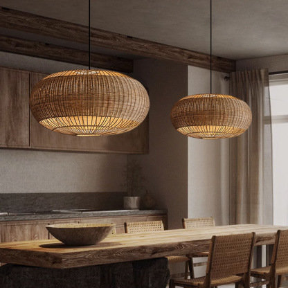 Rattan chandelier retro Japanese style wabi-sabi style bamboo pendant light-labpiecesign