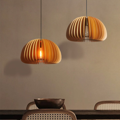 Japanese pumpkin lantern wooden pendant light-labpiecesign