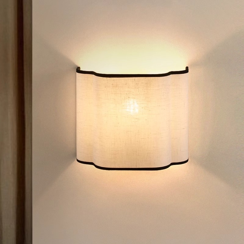 French Cream Style Linen Wall Lamp