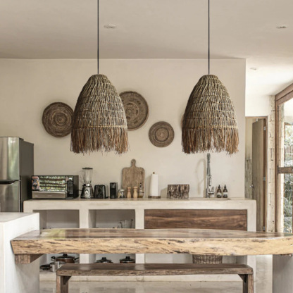 Wabi-sabi style art straw pendant light-labpiecesign