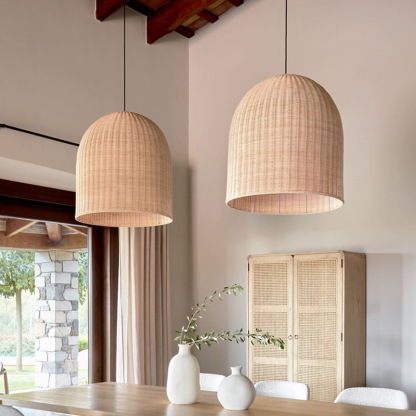 Wabi-sabi style living room chandelier rattan hand-woven pendant light-labpiecesign