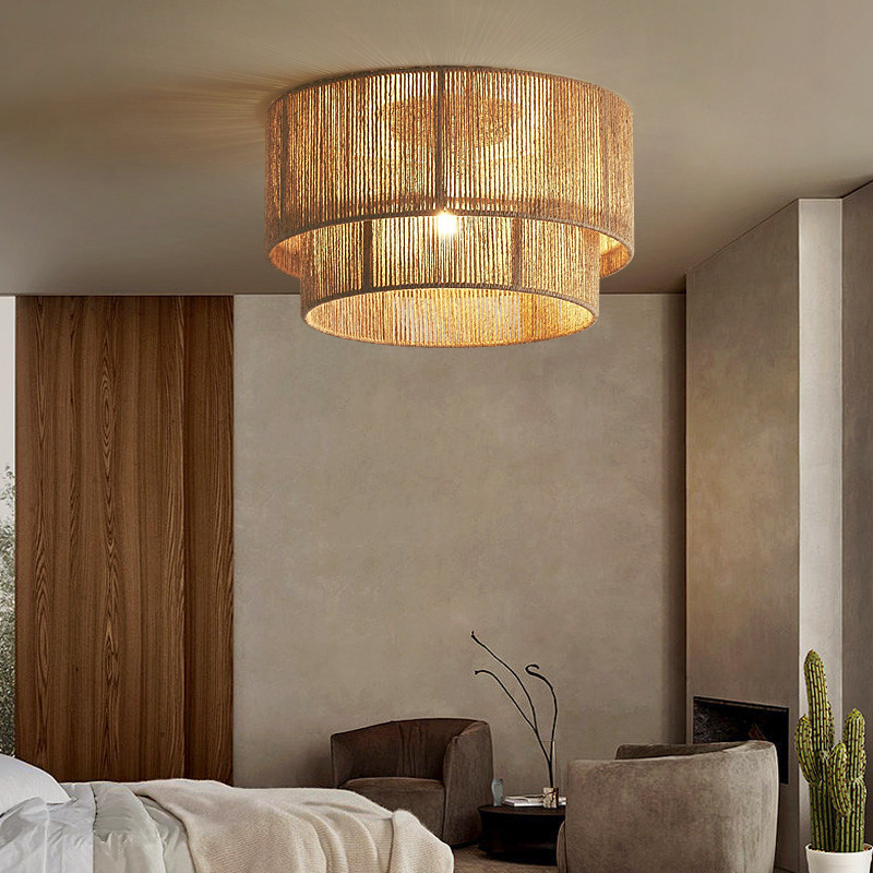 Japanese retro retro hemp rope double-layer ceiling lamp-labpiecesign