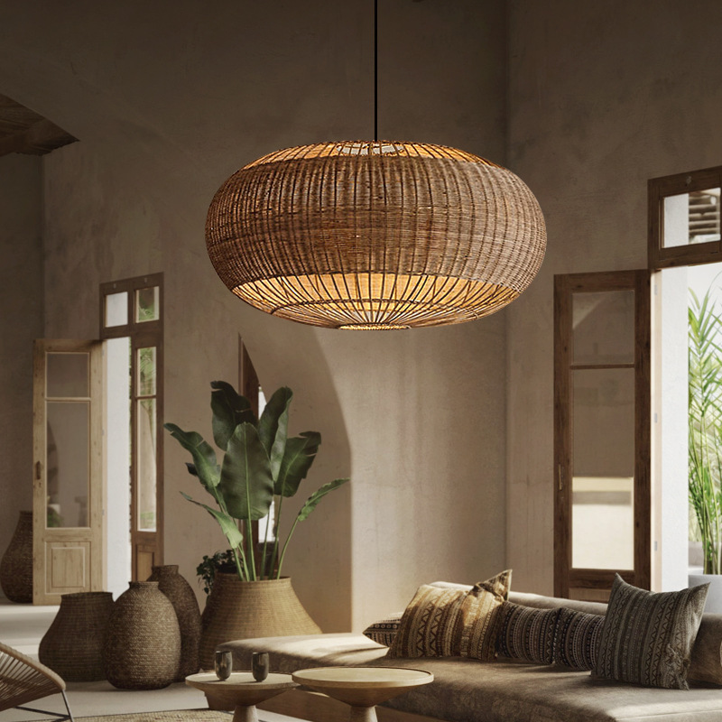 Rattan chandelier retro Japanese style wabi-sabi style bamboo pendant light-labpiecesign