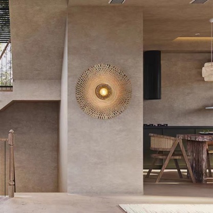 Wabi-sabi style bedside aisle decorative lamp modern retro bamboo wall light-labpiecesign