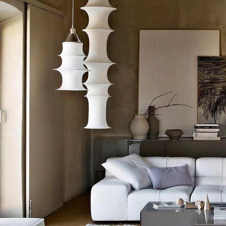 Simple Bamboo Second-hand Fabric white color chandelier-labpiecesign