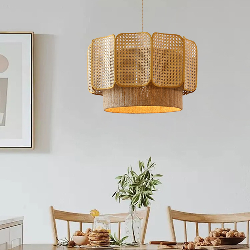 Japanese style wabi-sabi style chandelier retro hemp rope woven chandelier-labpiecesign