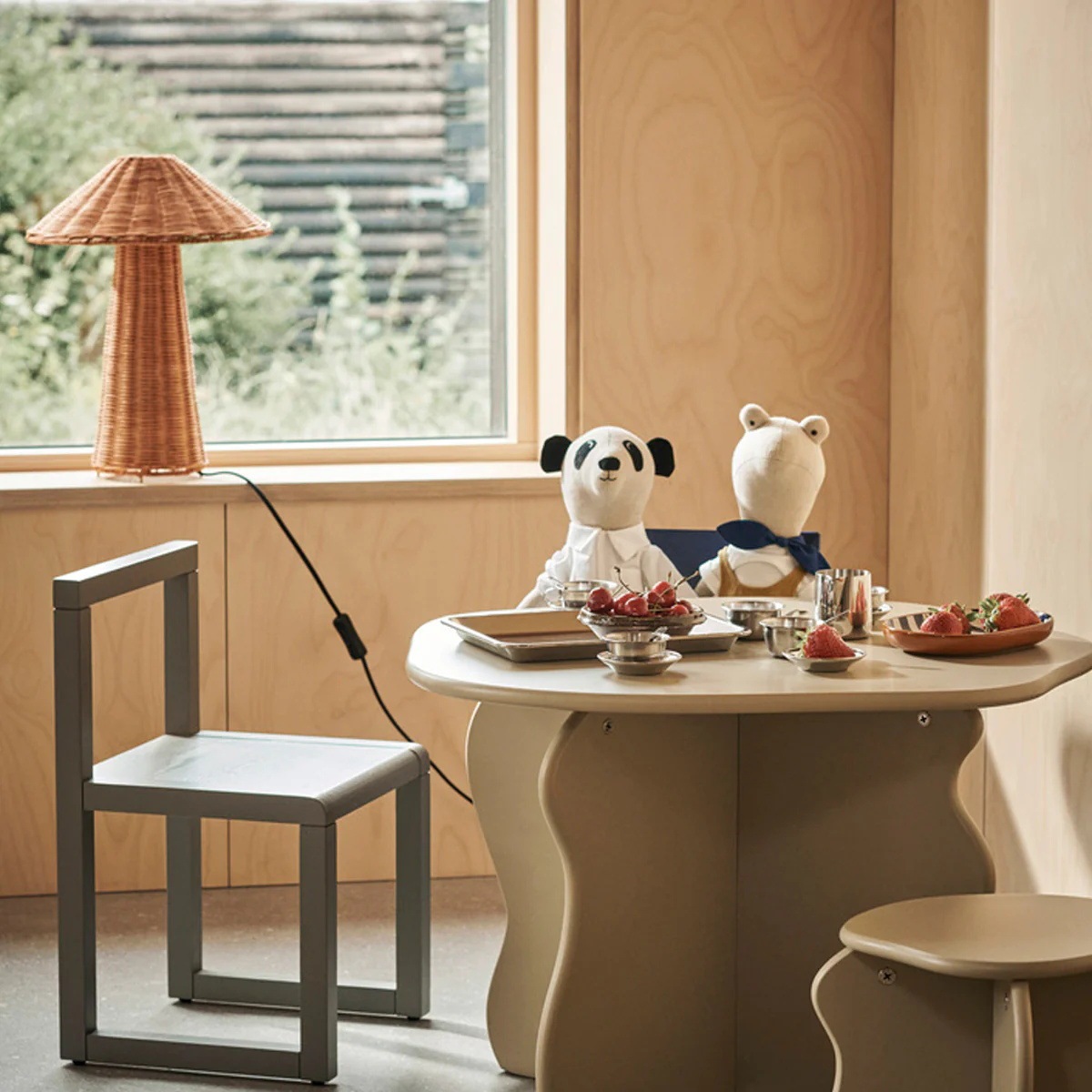 Nordic retro rattan handmade mushroom table lamp-labpiecesign