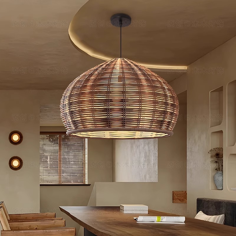 Vintage Southeast Asian Handmade Rattan pendant light-labpiecesign