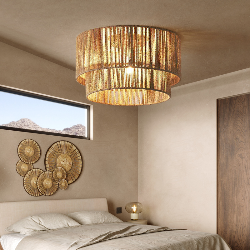 Japanese retro retro hemp rope double-layer ceiling lamp-labpiecesign