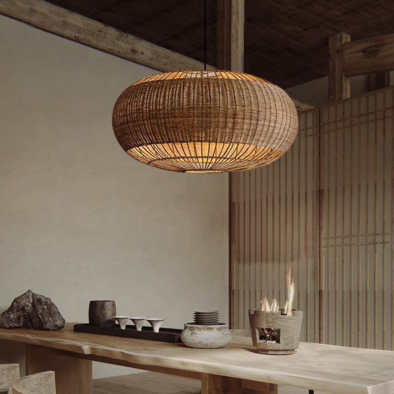 Rattan chandelier retro Japanese style wabi-sabi style bamboo pendant light-labpiecesign