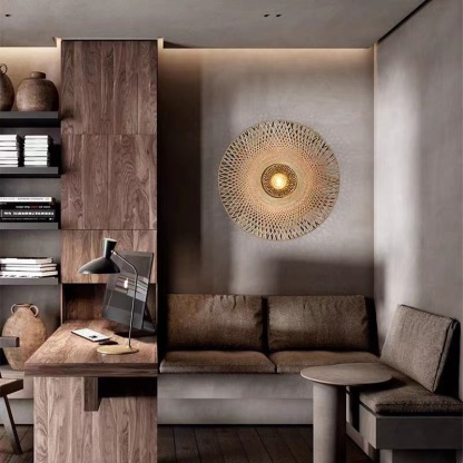 Wabi-sabi style bedside aisle decorative lamp modern retro bamboo wall light-labpiecesign