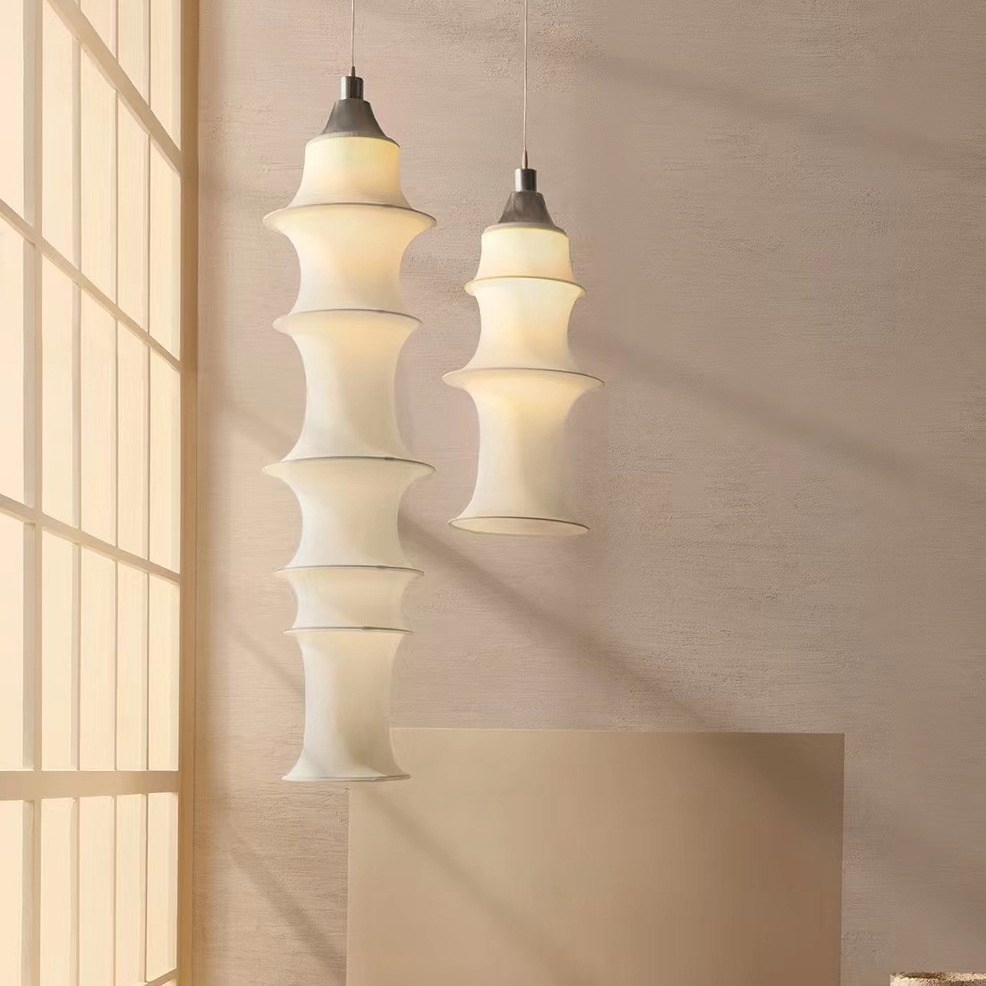 Simple Bamboo Second-hand Fabric white color chandelier-labpiecesign