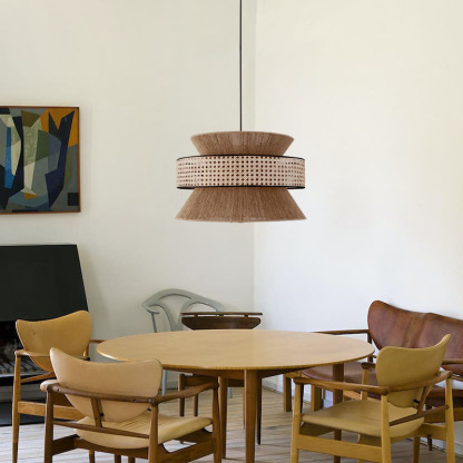 Wabi-sabi style chandelier Japanese style rattan weaving retro hemp rope pendant lamp-labpiecesign