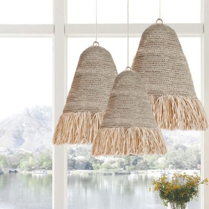 Pastoral style creative raffia straw hanging light shade-labpiecesign