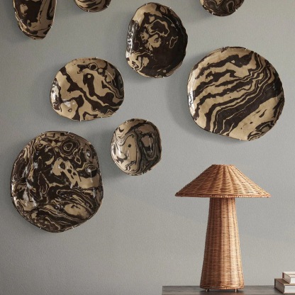 Nordic retro rattan handmade mushroom table lamp-labpiecesign