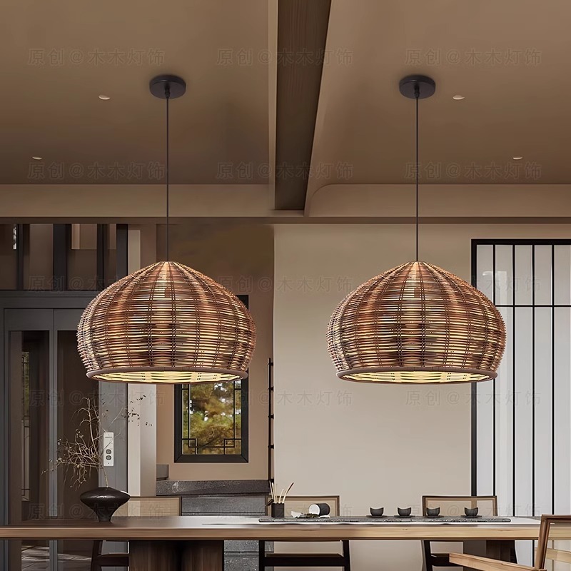 Vintage Southeast Asian Handmade Rattan pendant light-labpiecesign