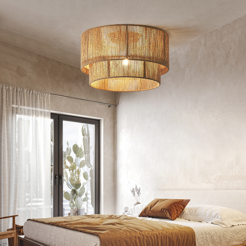 Japanese retro retro hemp rope double-layer ceiling lamp-labpiecesign