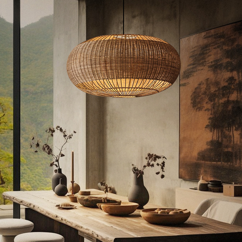 Rattan chandelier retro Japanese style wabi-sabi style bamboo pendant light-labpiecesign