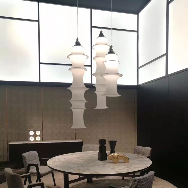 Simple Bamboo Second-hand Fabric Gradient Color Chandelier-labpiecesign