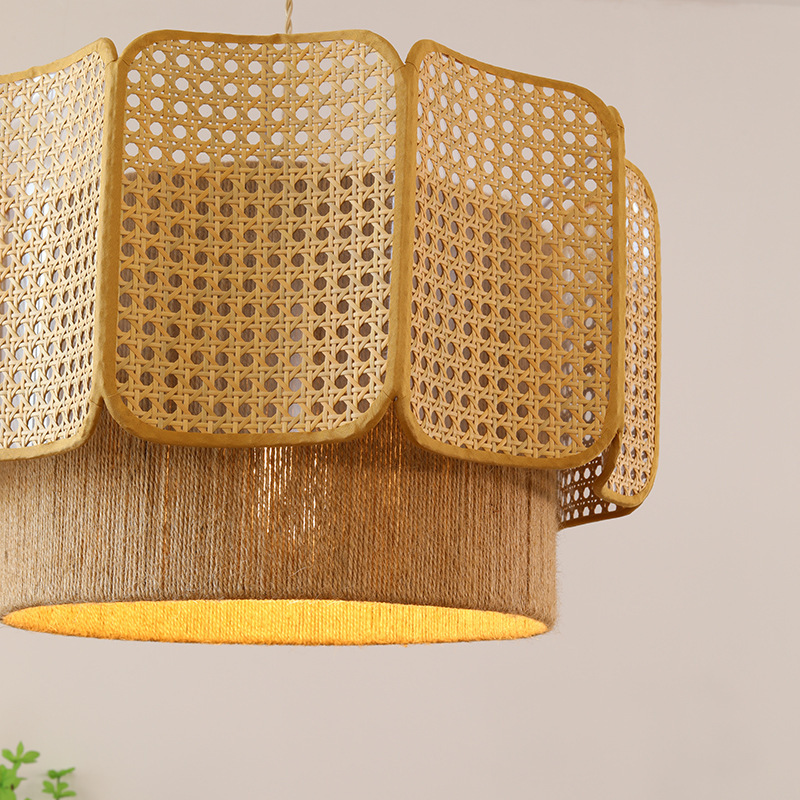 Japanese style wabi-sabi style chandelier retro hemp rope woven chandelier-labpiecesign