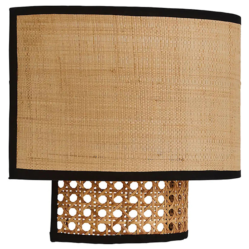 Rattan hand-woven bedroom bedside wall lamp-labpiecesign