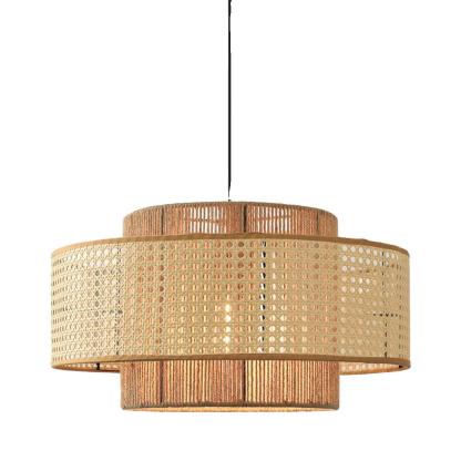 Japanese Wabi-sabi Style Rattan Hemp Rope Pendant Light-labpiecesign