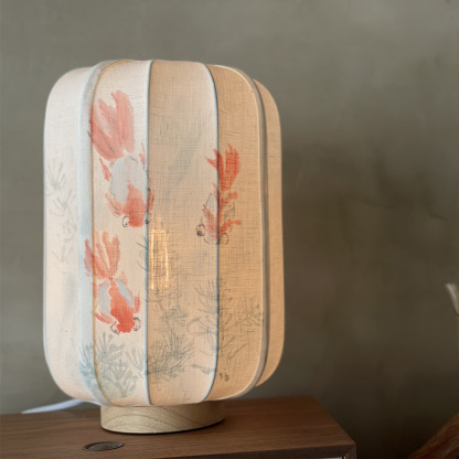 Hand Painted New Chinese style table lamp Remote control dimming ambient light-labpiecesign