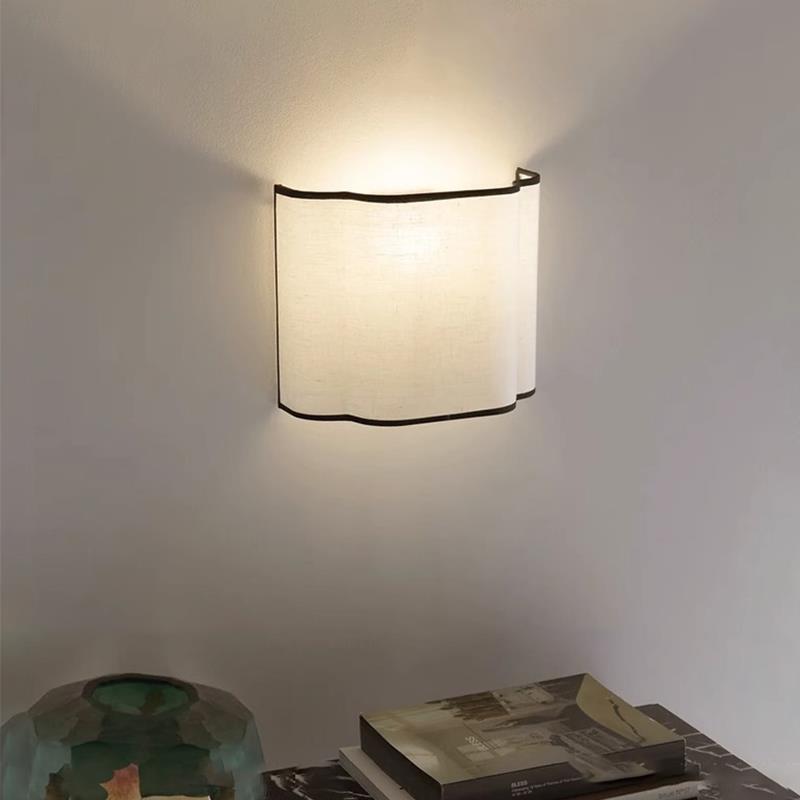 French Cream Style Linen Wall Lamp