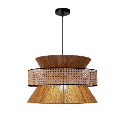 Wabi-sabi style chandelier Japanese style rattan weaving retro hemp rope pendant lamp-labpiecesign