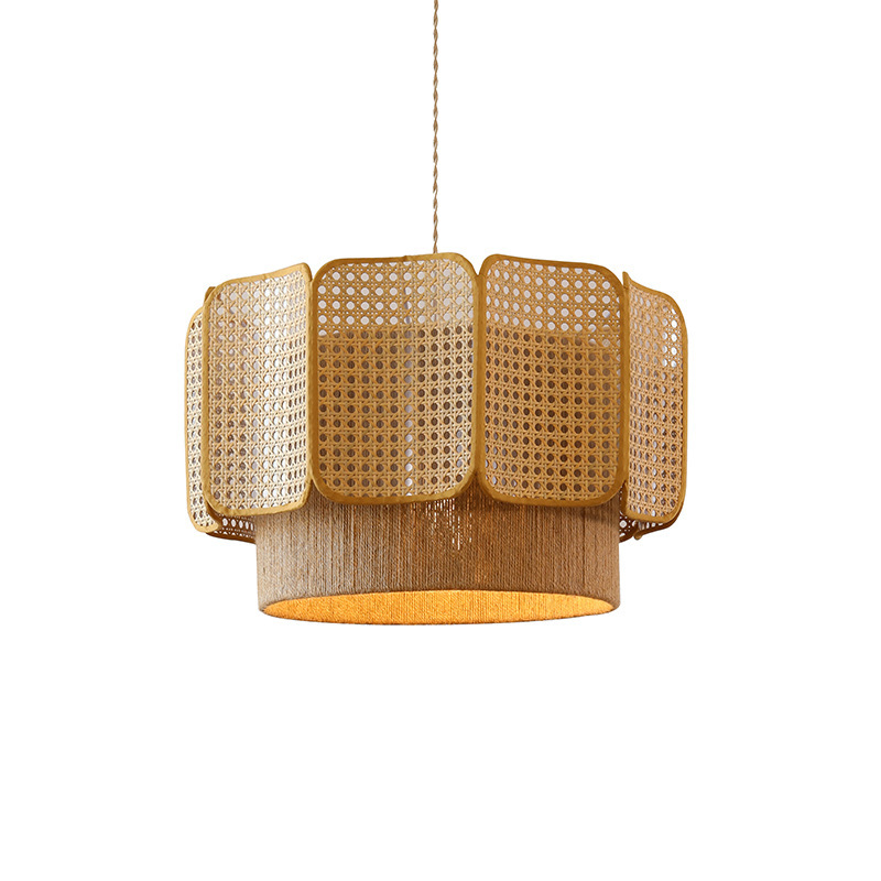 Japanese style wabi-sabi style chandelier retro hemp rope woven chandelier-labpiecesign