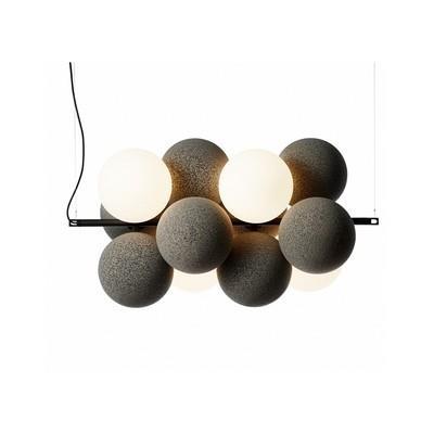 Flannel Ball Modern Chandelier Opal Glass Light