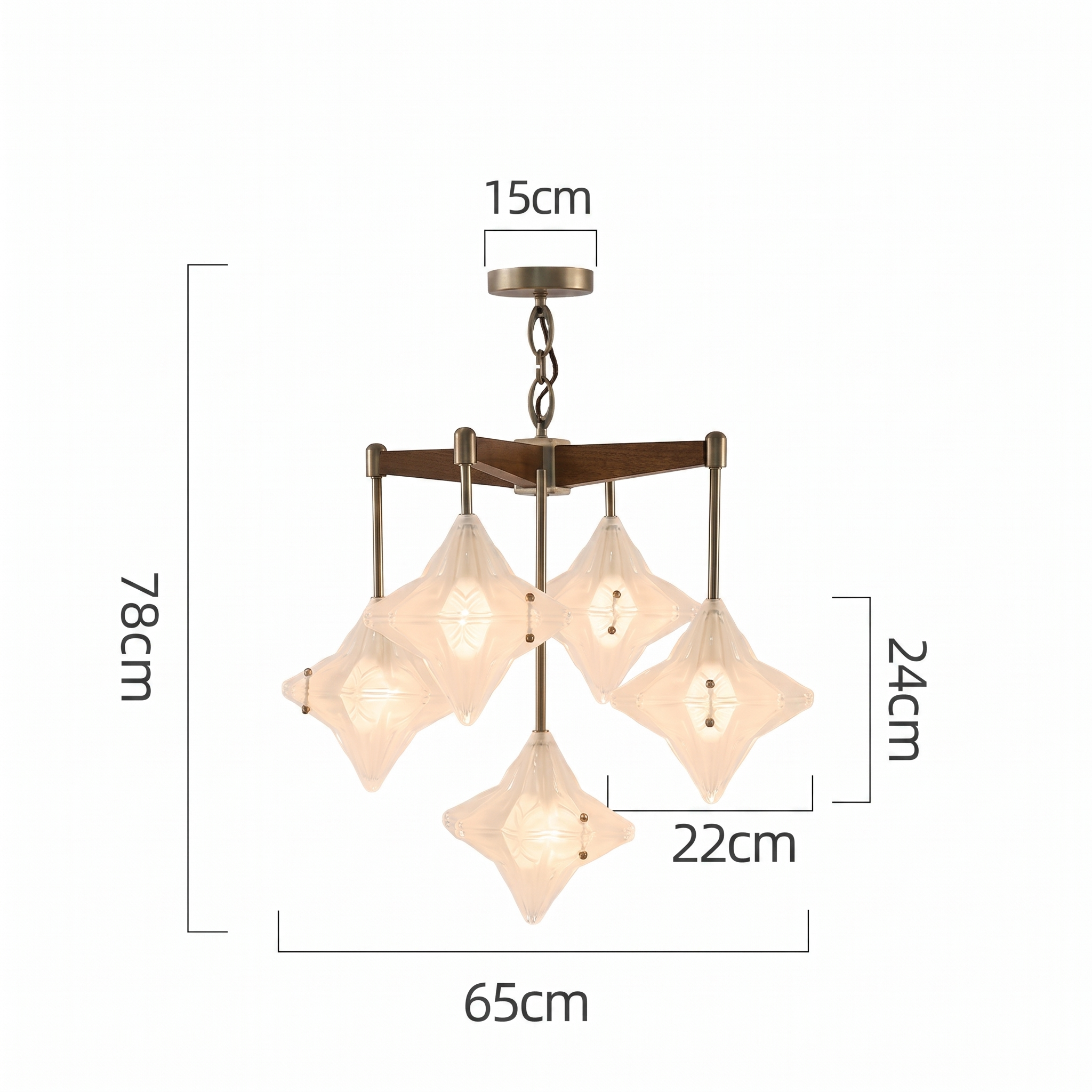 Mid-Century Modern Starburst Glass Chandelier Solid Wood Pendant Fixture for Dining Room Living Room Kitchen Island