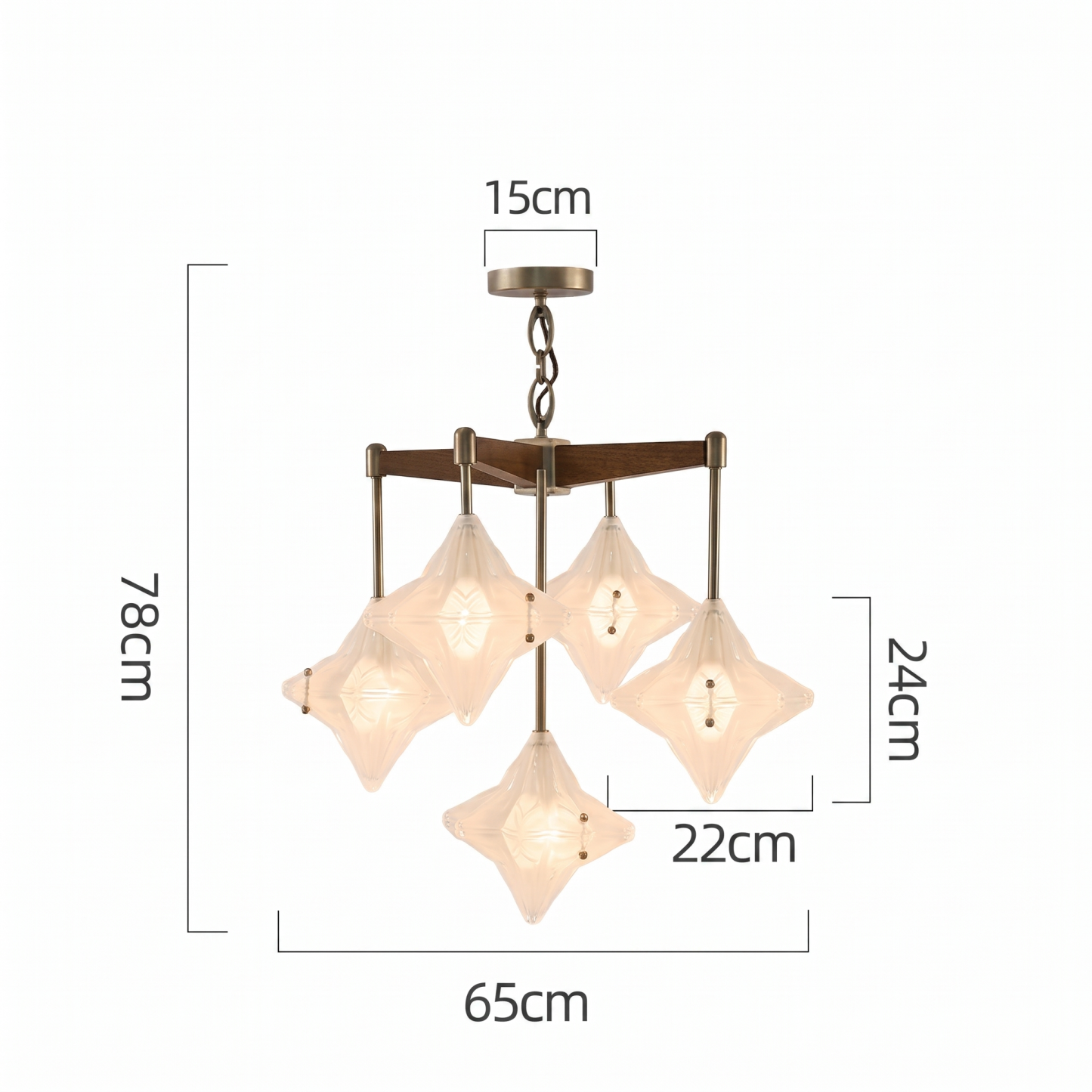 Mid-Century Modern Starburst Glass Chandelier Solid Wood Pendant Fixture for Dining Room Living Room Kitchen Island