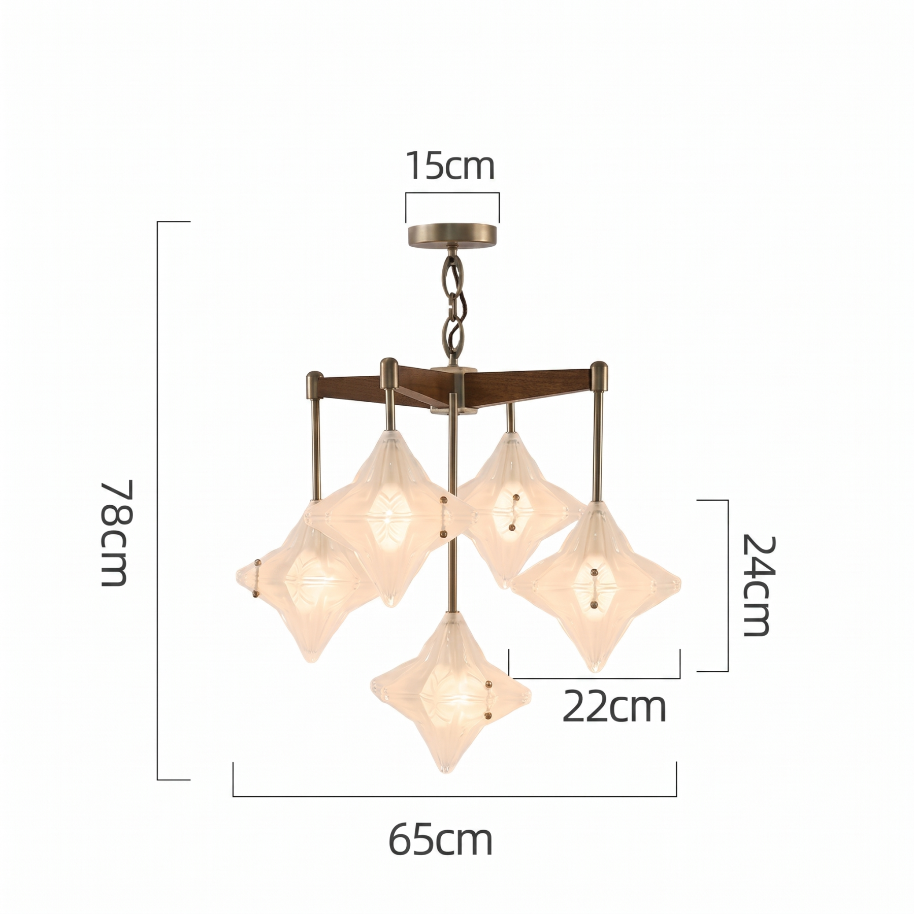 Mid-Century Modern Starburst Glass Chandelier Solid Wood Pendant Fixture for Dining Room Living Room Kitchen Island
