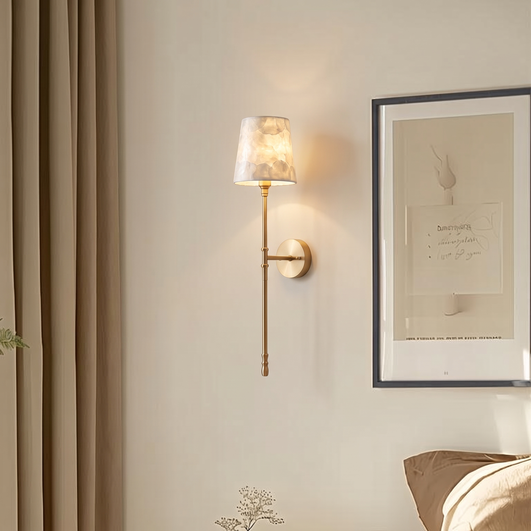 Modern Shell Wall Sconce – Elegant Tall Torch Wall Lamp for Living Room Bedroom Hallway Bedside Light Fixture