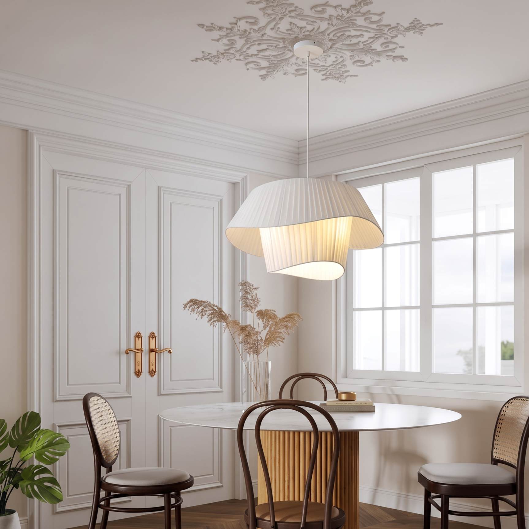Modern French Cream-Style Fabric Pendant Light for Living Room Bedroom