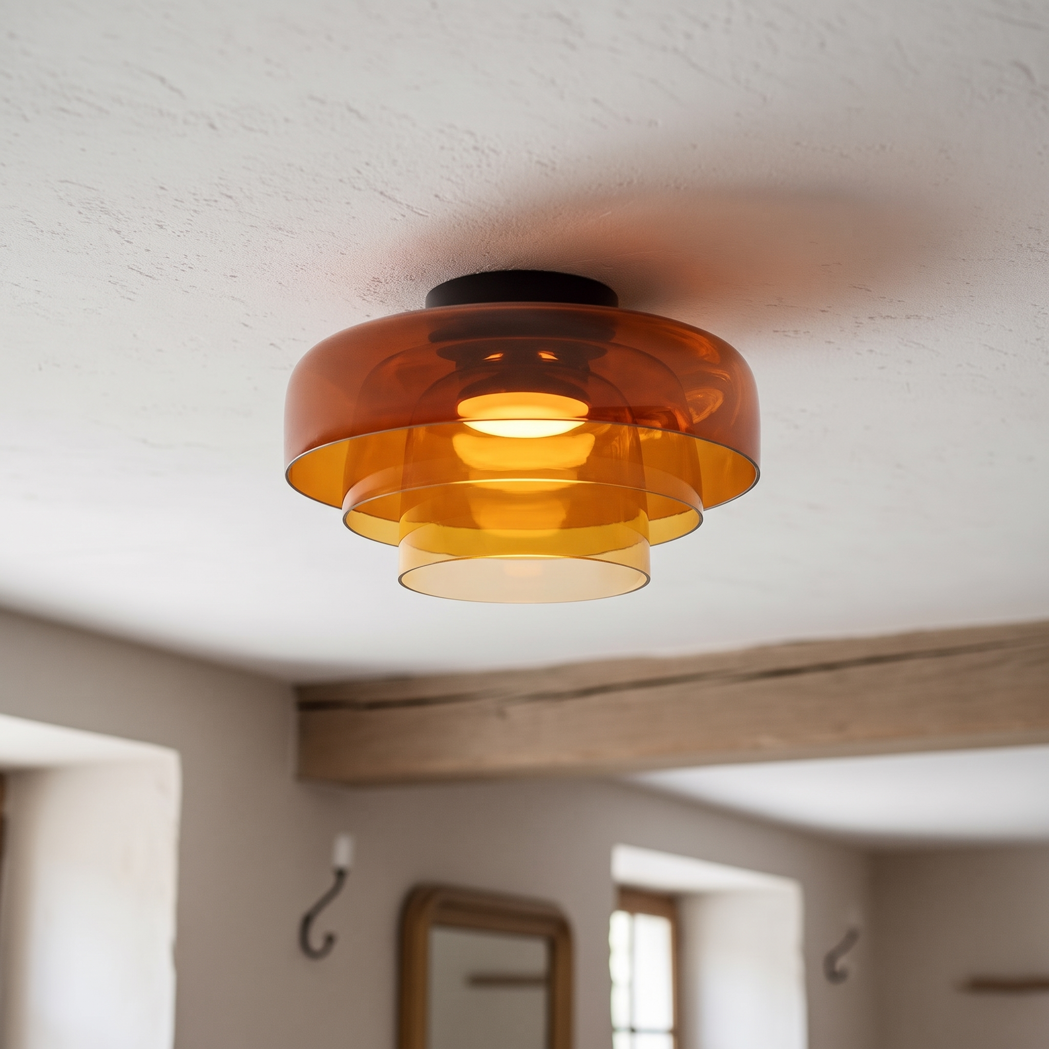 Medieval Flush Mount Glass Ceiling Lamp Design