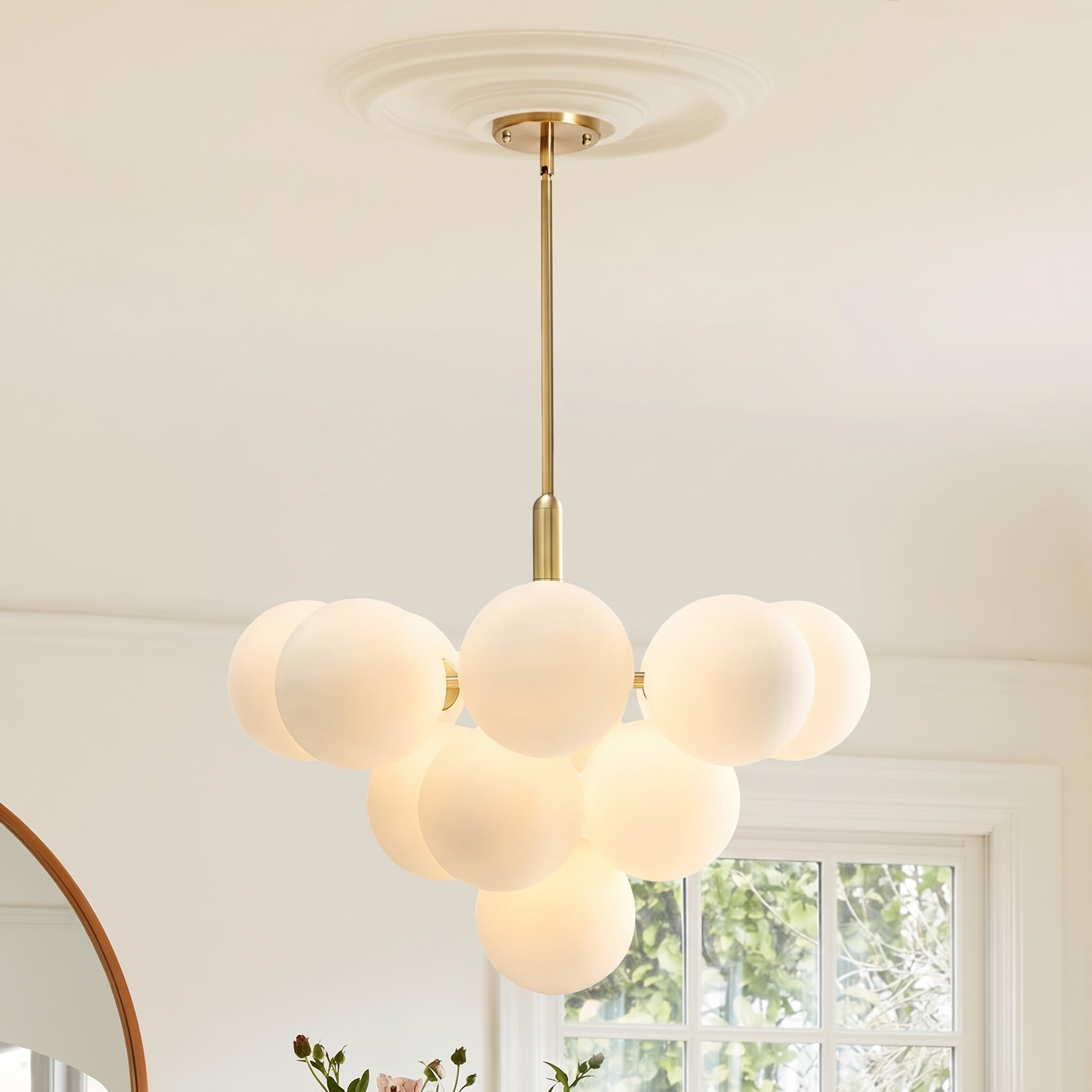Milky Glass Cluster Glass Bubble Chandelier for Dining Room Lamp