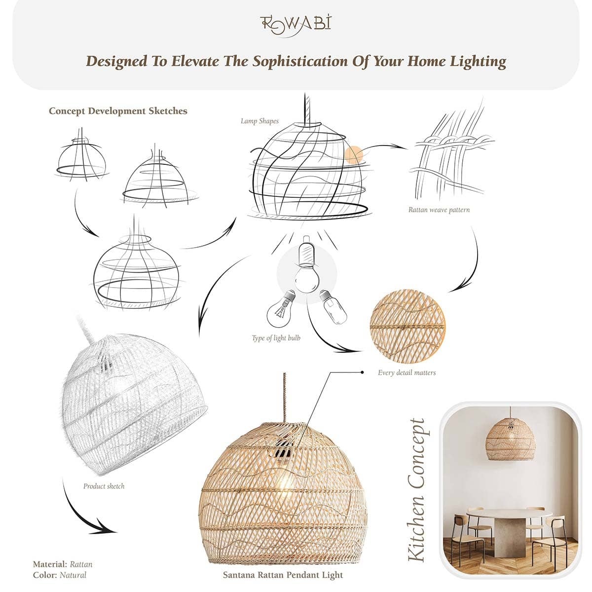 Handmade Rattan Lamp BELL Wicker Lamp Boho Style Lampshade Pendant Lamp-labpiecesign