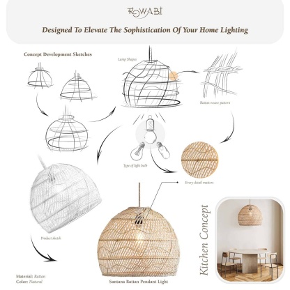 Handmade Rattan Lamp BELL Wicker Lamp Boho Style Lampshade Pendant Lamp-labpiecesign