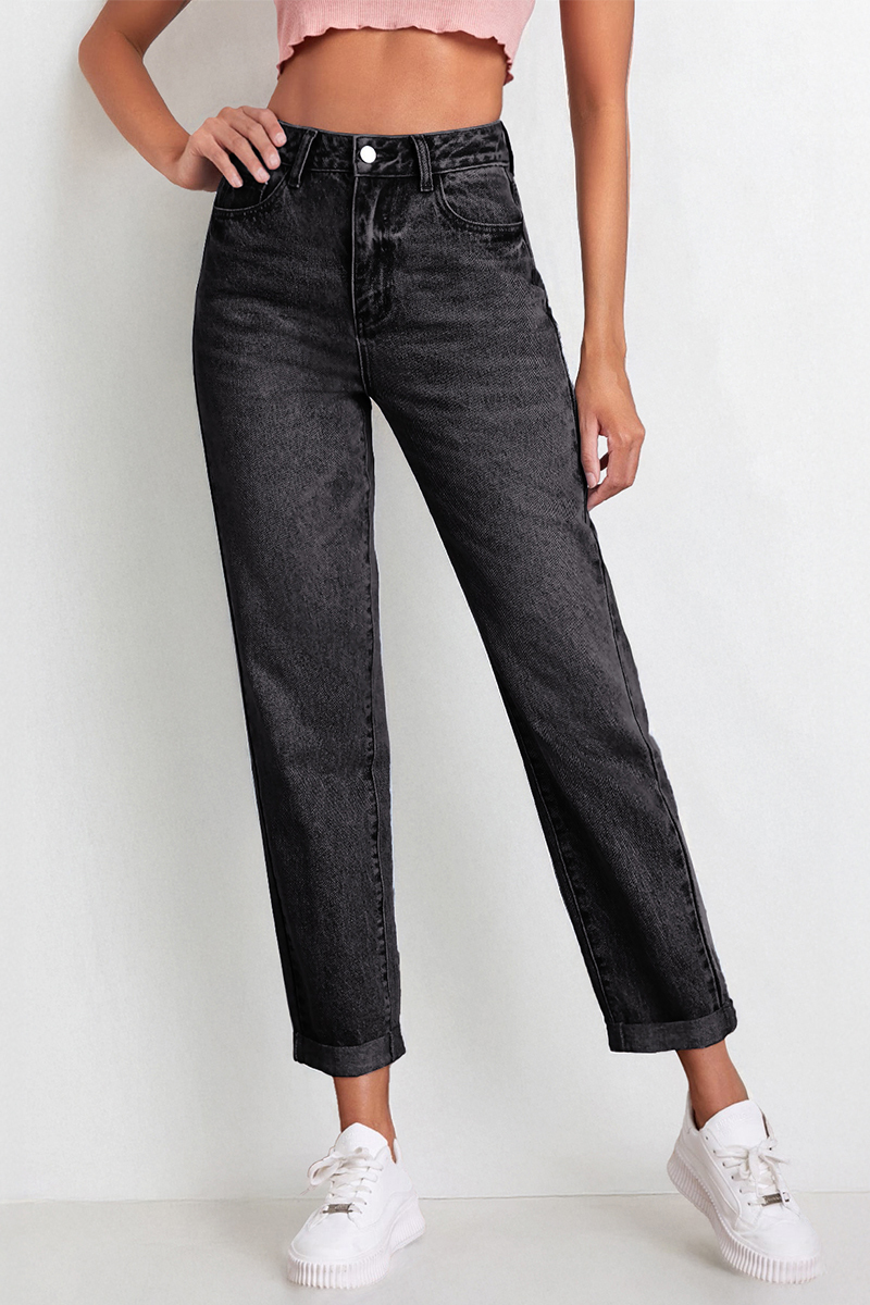 Casual Mid Rise Solid Slim Fit Jeans