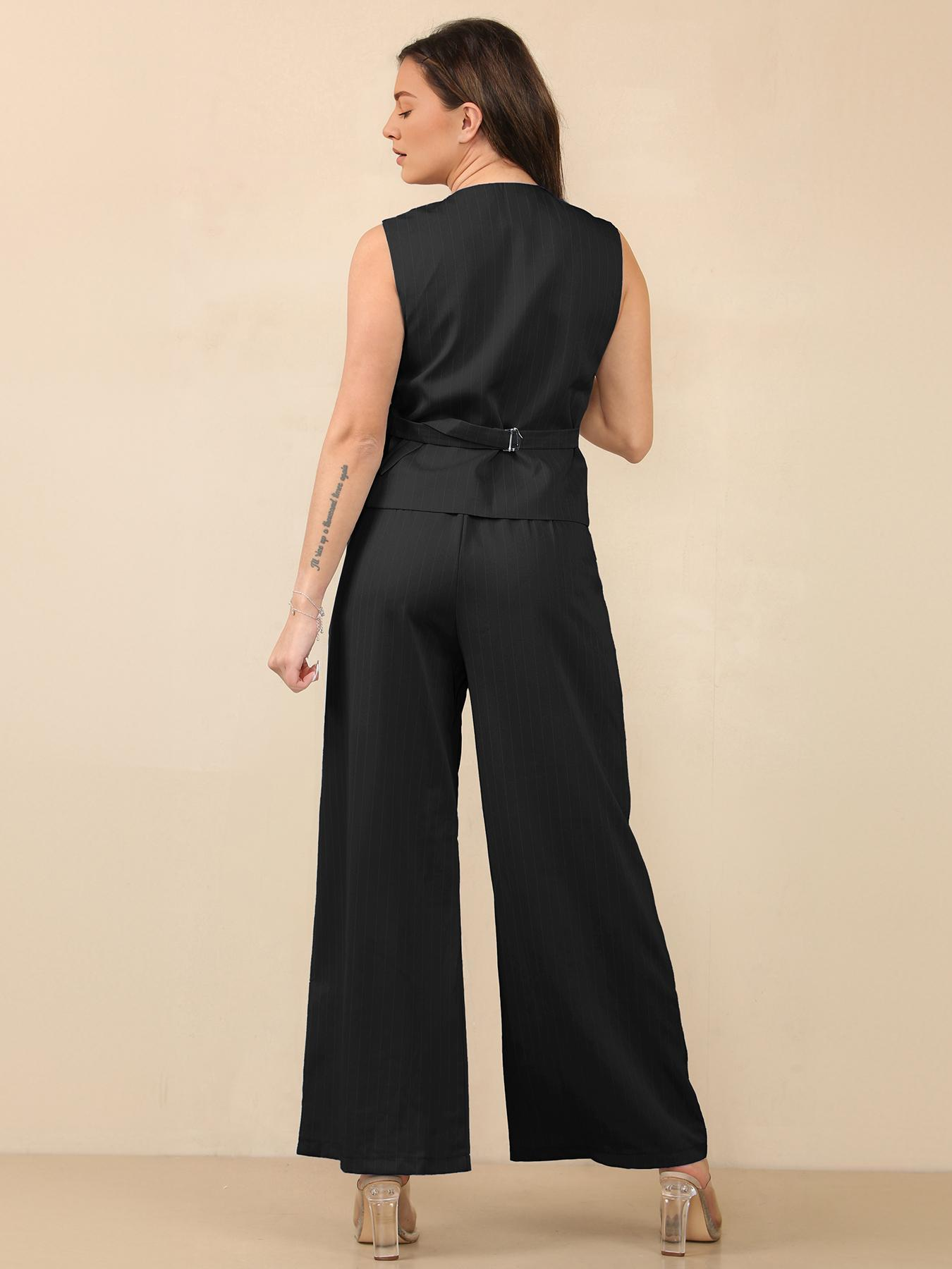 Classy V Neck Button Tank Top & Wide Leg Trousers Co-ord-KATCH ME