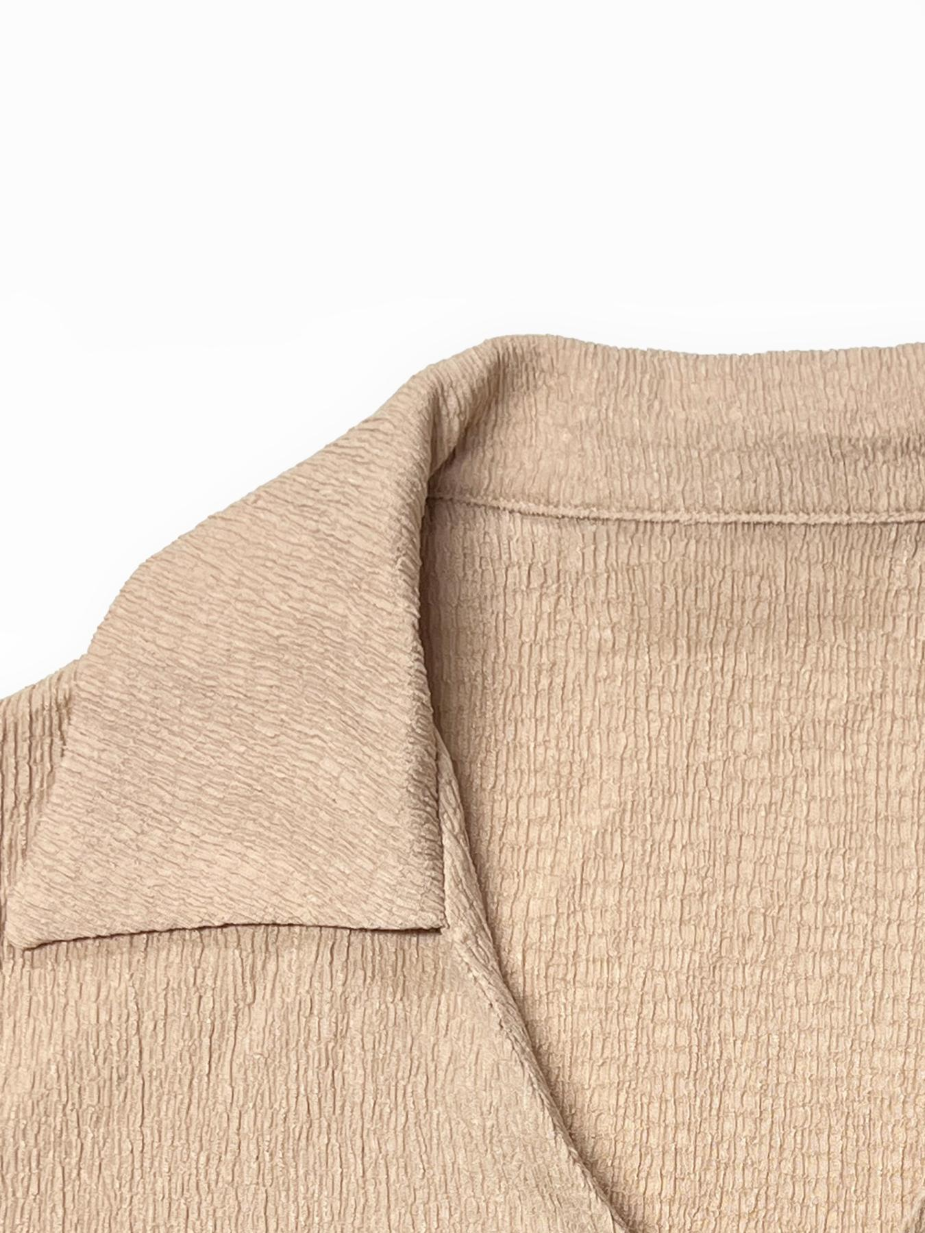 Minimalist Solid Color Collared Long Sleeve Blouse & Wide Leg Trousers Co-ord-KATCH ME