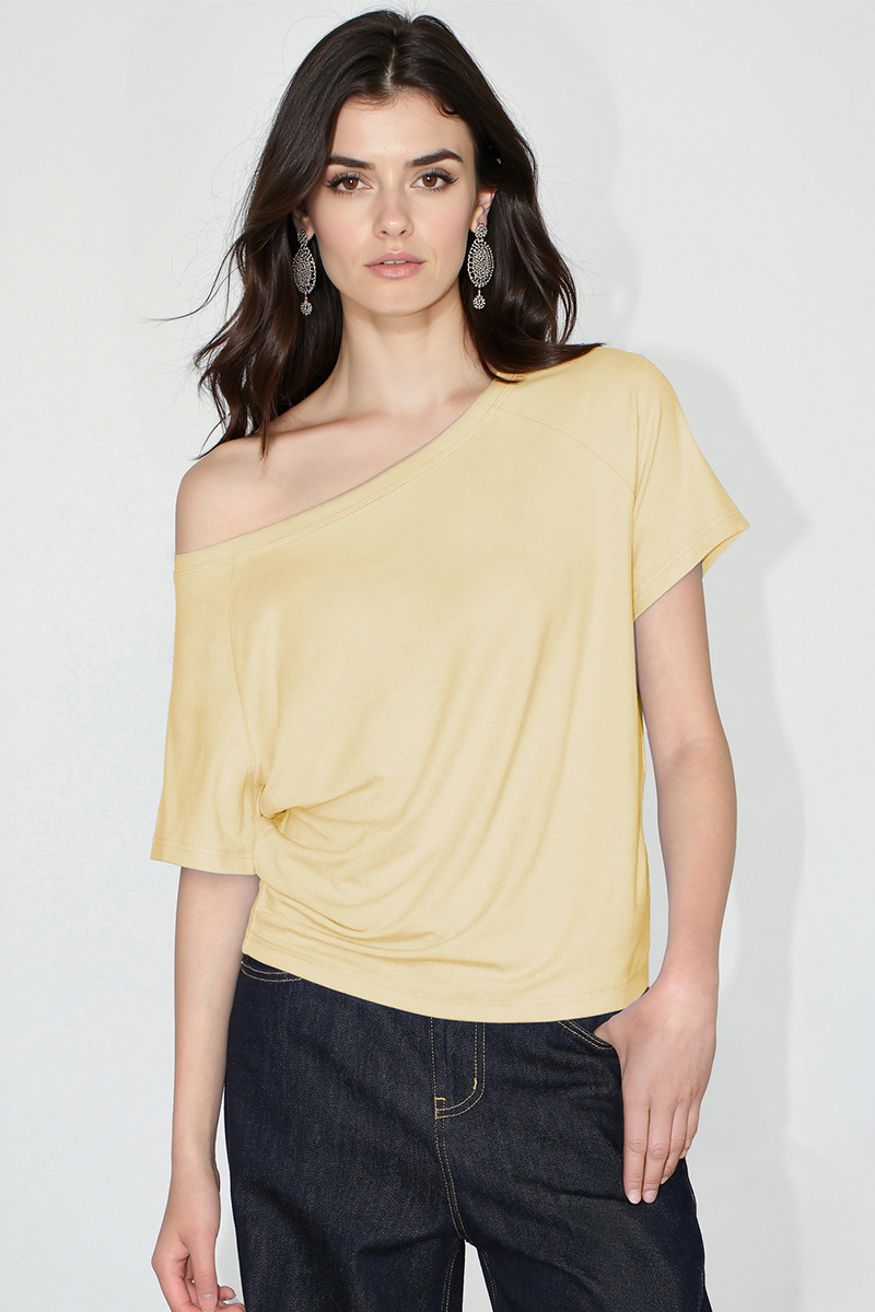 Classy Summer Sloping Shoulder Short Sleeve Loose Top-KATCH ME