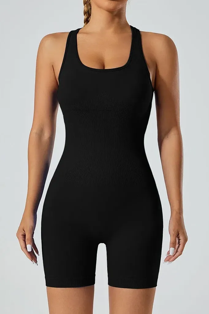 Athletic U Neck Seamless Tummy Control Shaping Playsuit
