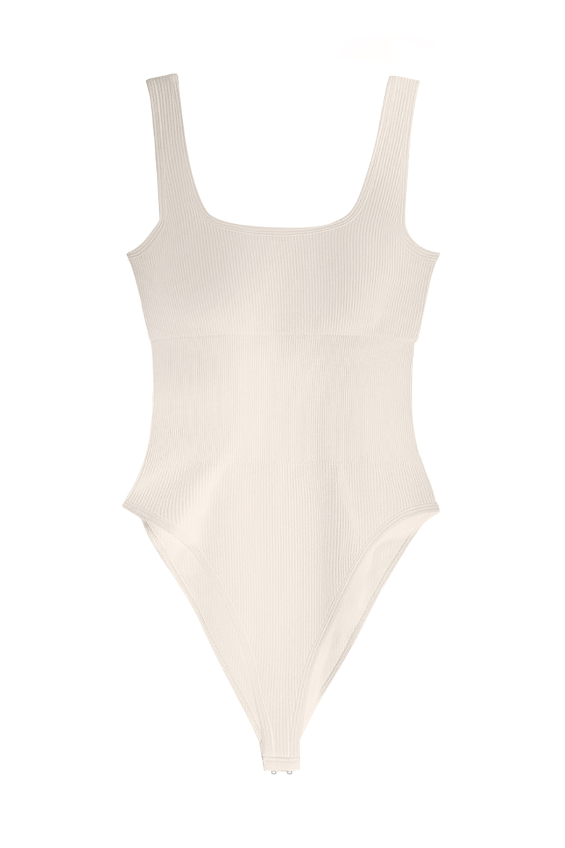 Minimalist Solid Color U Neck Sleeveless Thin Waist Bodysuit