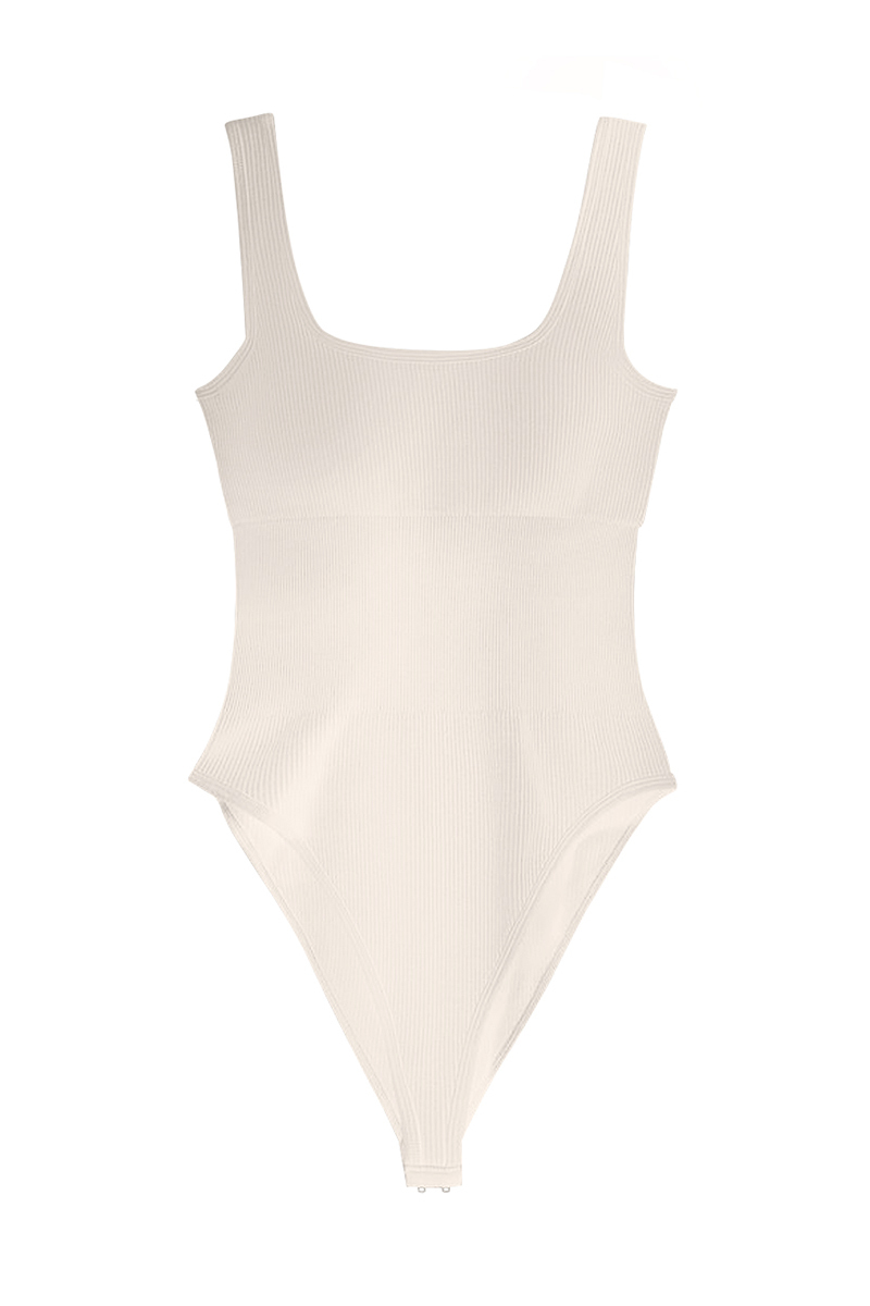 Minimalist Solid Color U Neck Sleeveless Thin Waist Bodysuit