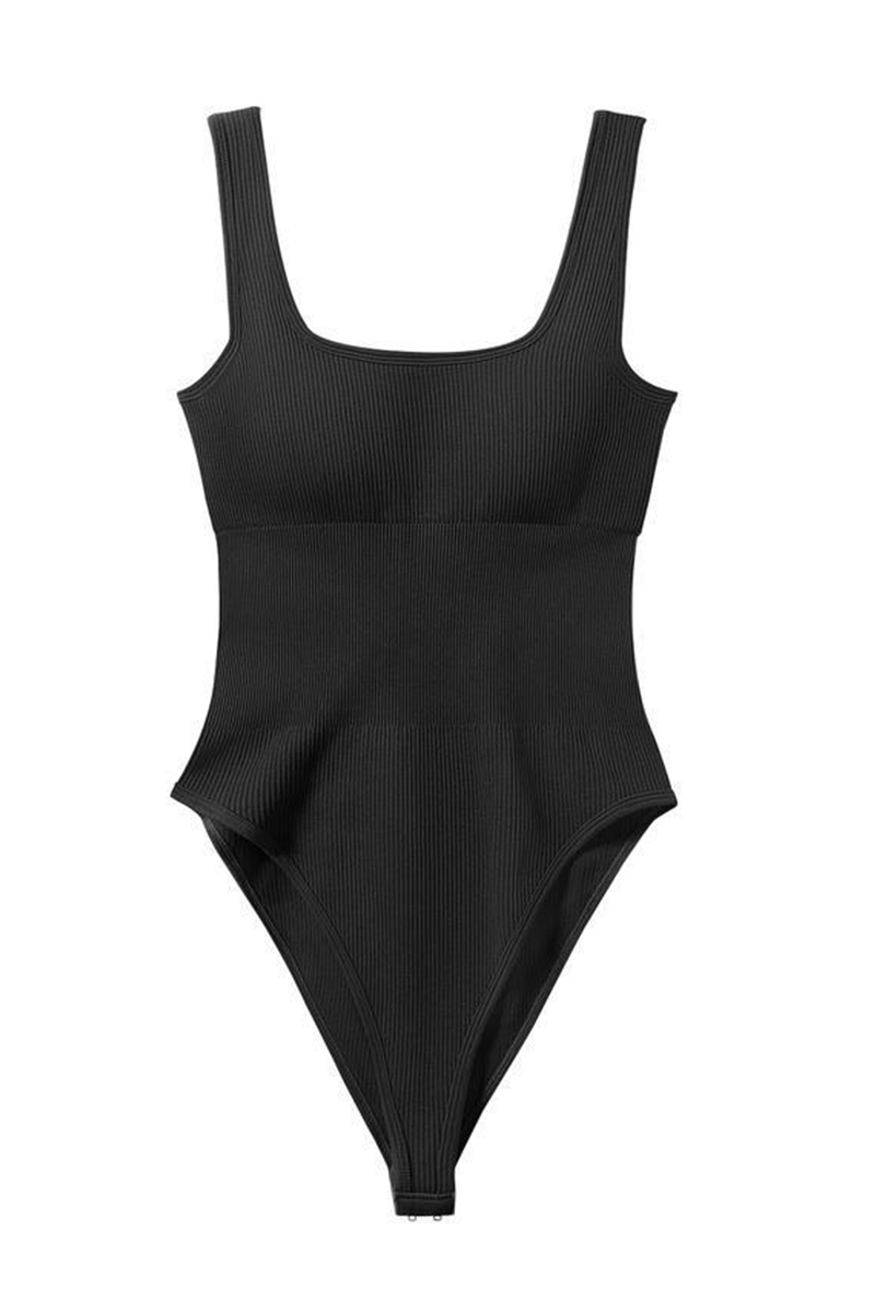 Minimalist Solid Color U Neck Sleeveless Thin Waist Bodysuit