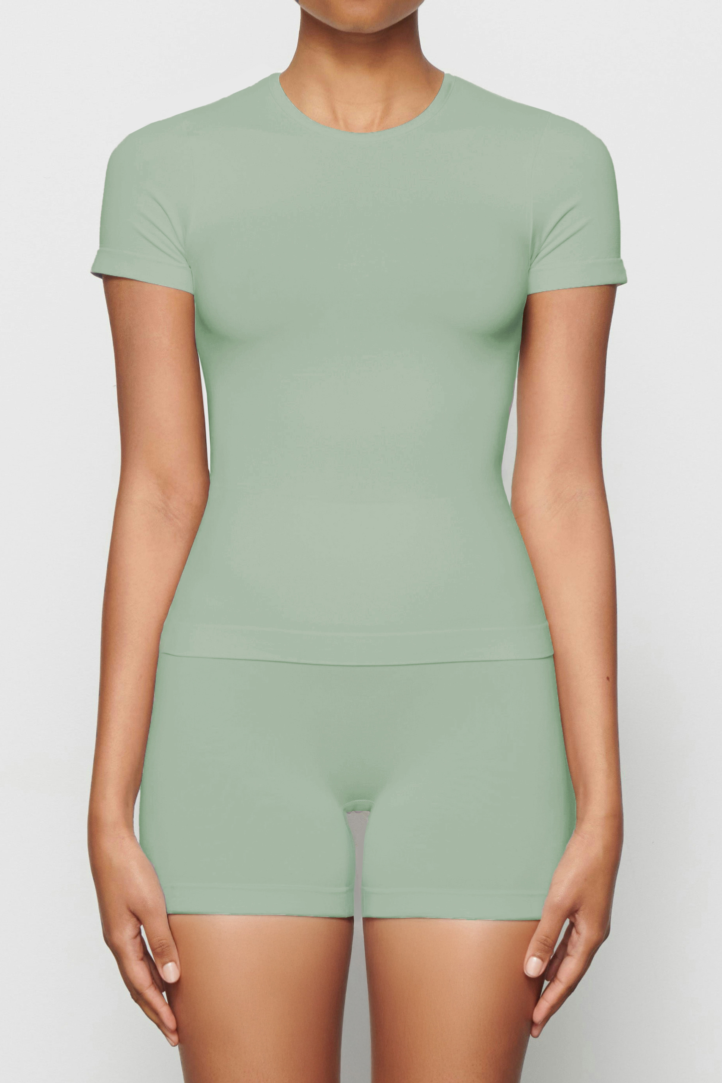 Workout Solid Color Stretch Round Neck Short Sleeve Top & Skinny Yoga Pants Co-ord